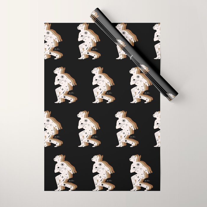 Space Cowboy - Black, white & camel Wrapping Paper Gallery Image 1