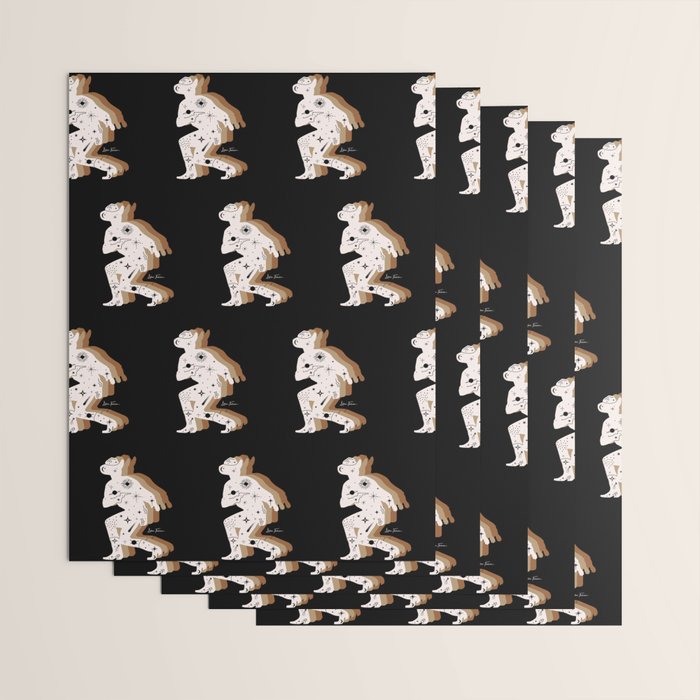 Space Cowboy - Black, white & camel Wrapping Paper Gallery Image 3