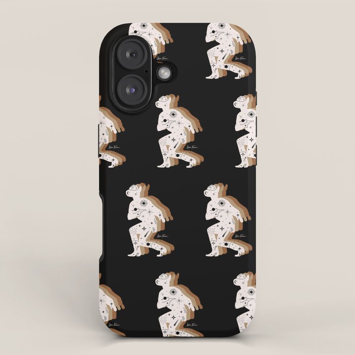 Space Cowboy - Black, white & camel iPhone Case Gallery Image 1