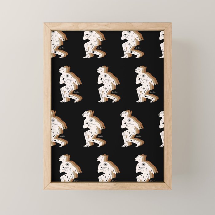 Space Cowboy - Black, white & camel Mini Art Print Gallery Image 1