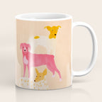 Three Dogs Lined Up - Yellow and Pink Coffee Mug Gallery Image 1