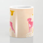 Three Dogs Lined Up - Yellow and Pink Coffee Mug Gallery Image 4