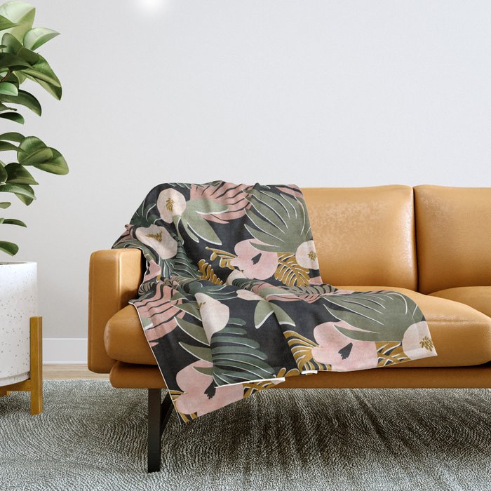 Floral garden tropical 7F Throw Blanket Gallery Image 1