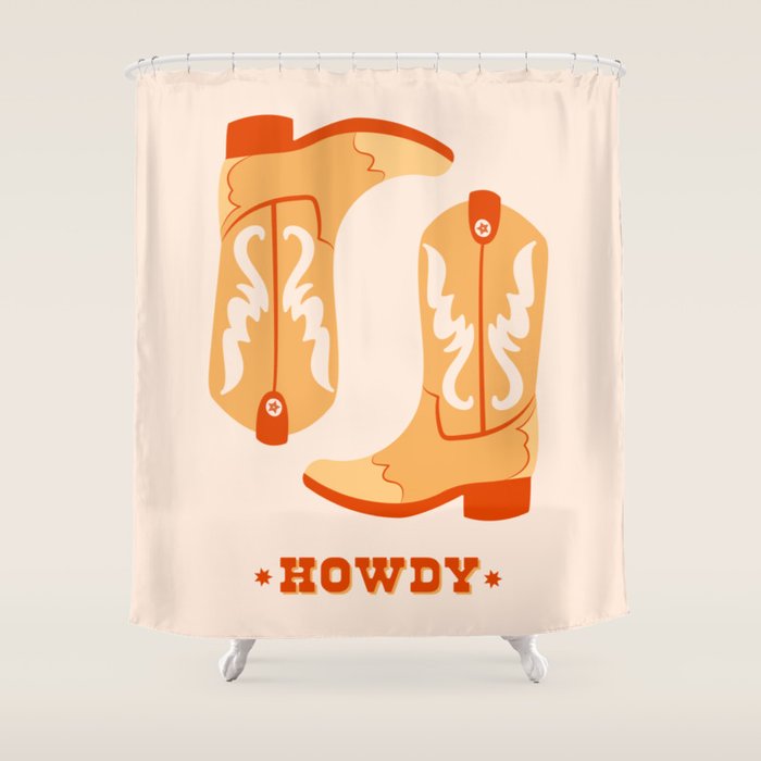 Howdy Cowboy Boots Shower Curtain Gallery Image 1