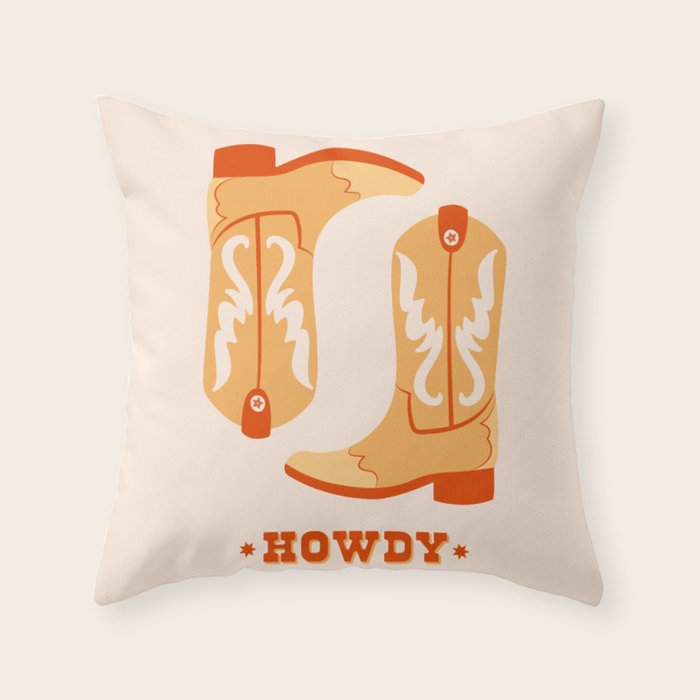 Howdy Cowboy Boots Throw Pillow Gallery Image 1