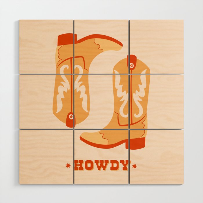 Howdy Cowboy Boots Wood Wall Art Gallery Image 1