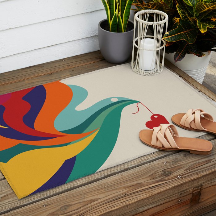 Love Message Outdoor Rug Gallery Image 2