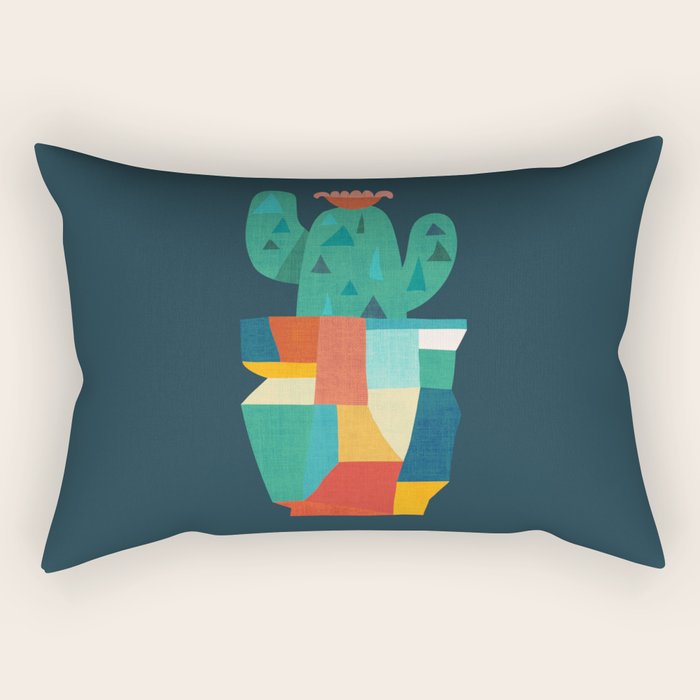 Blooming cactus in cracked pot Rectangular Pillow Gallery Image 2