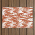 Boho, Abstract, Herringbone, Pattern, Terracotta Outdoor Rug Gallery Image 1