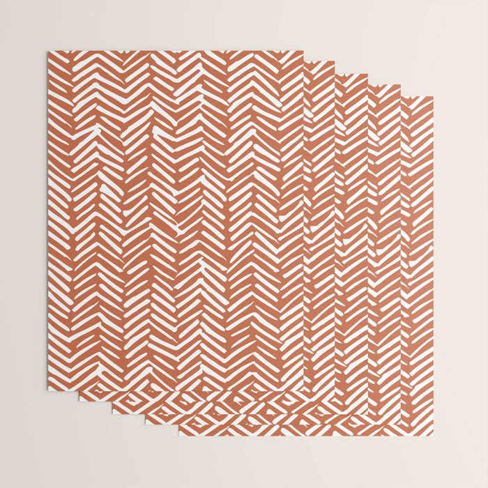 Boho, Abstract, Herringbone, Pattern, Terracotta Wrapping Paper Gallery Image 3