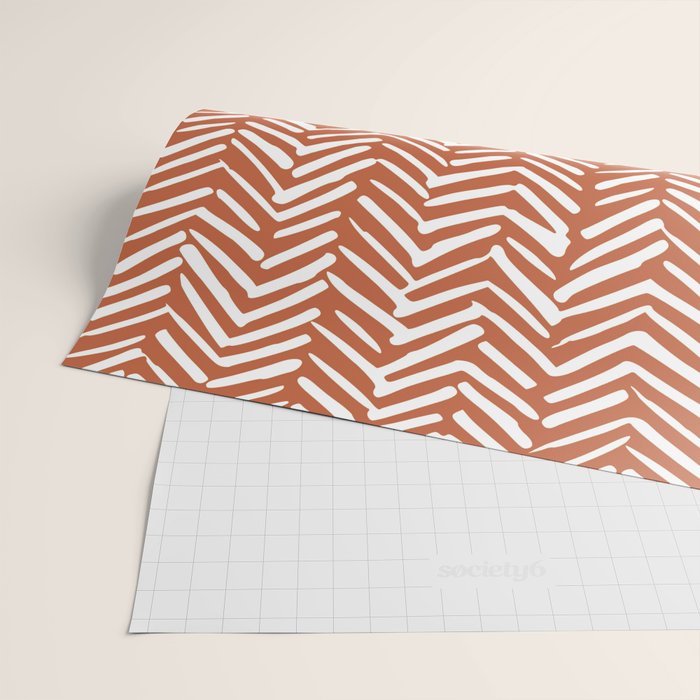 Boho, Abstract, Herringbone, Pattern, Terracotta Wrapping Paper Gallery Image 2