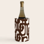 Mid Century Modern Loop Pattern in Dark Chocolate Brown and Cream Wine Chiller Gallery Image 2