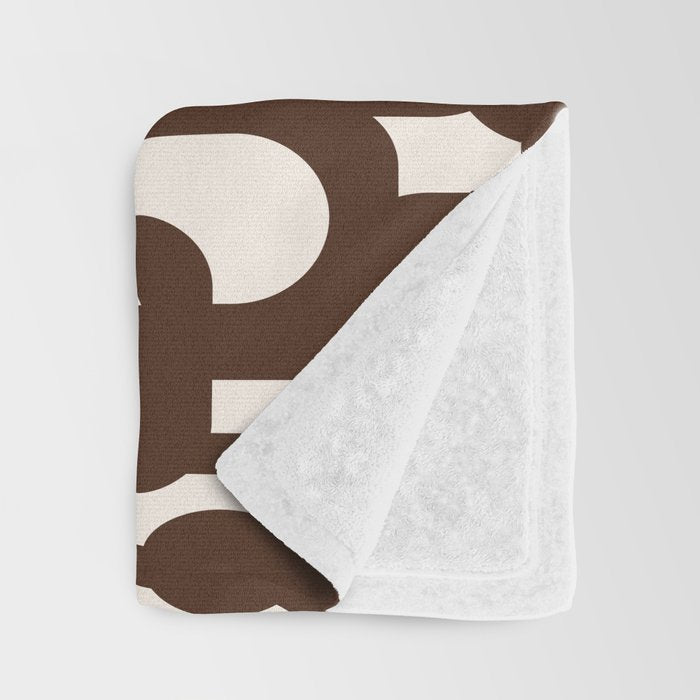 Mid Century Modern Loop Pattern in Dark Chocolate Brown and Cream Throw Blanket Gallery Image 3