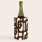 Mid Century Modern Loop Pattern in Dark Chocolate Brown and Cream Wine Chiller Gallery Image 3
