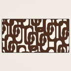 Mid Century Modern Loop Pattern in Dark Chocolate Brown and Cream Desk Mat Gallery Image 3