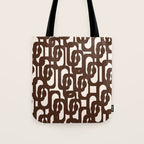 Mid Century Modern Loop Pattern in Dark Chocolate Brown and Cream Tote Bag Gallery Image 1