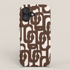 Mid Century Modern Loop Pattern in Dark Chocolate Brown and Cream iPhone Case Gallery Image 1