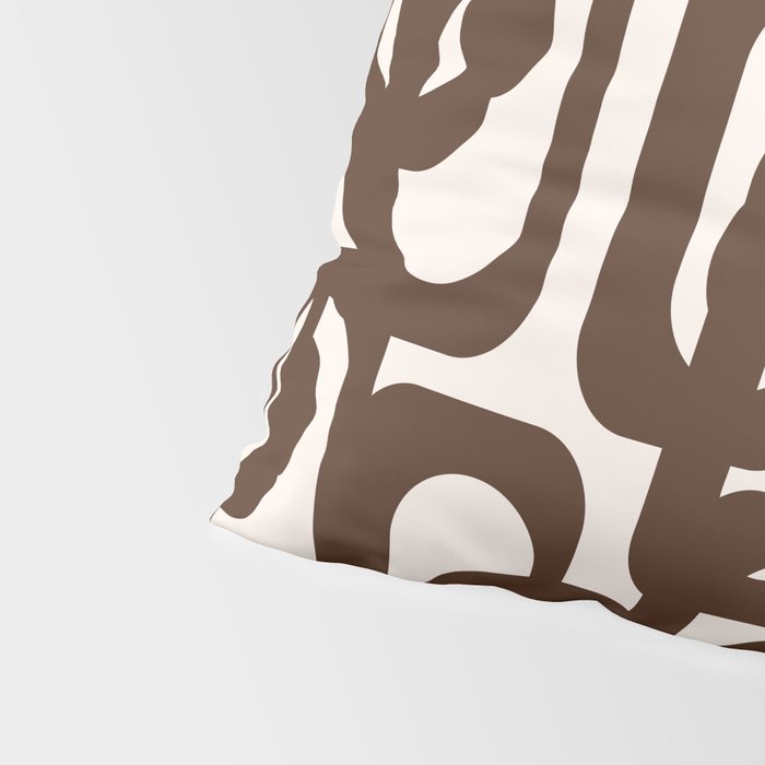 Mid Century Modern Loop Pattern in Dark Chocolate Brown and Cream Pillow Sham Gallery Image 4