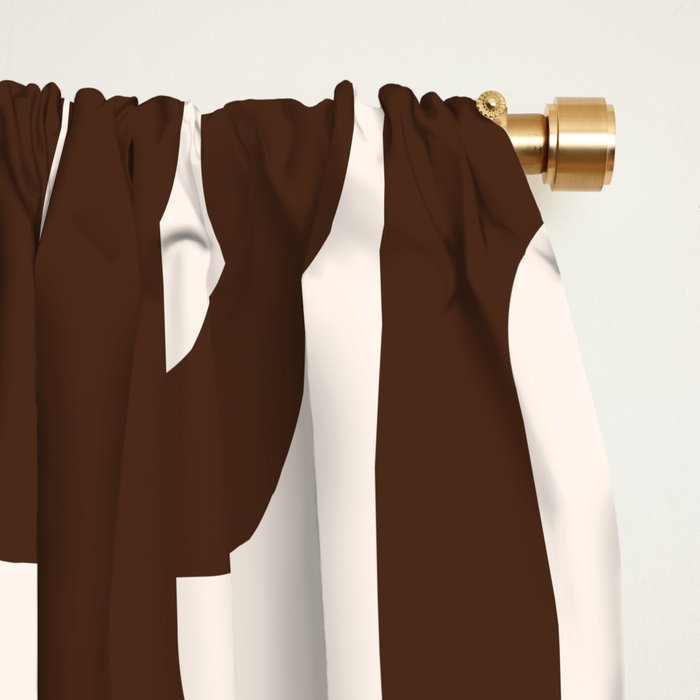 Mid Century Modern Loop Pattern in Dark Chocolate Brown and Cream Window Curtain Gallery Image 2