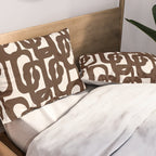 Mid Century Modern Loop Pattern in Dark Chocolate Brown and Cream Pillow Sham Gallery Image 2