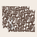 Mid Century Modern Loop Pattern in Dark Chocolate Brown and Cream Placemat Gallery Image 1