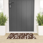 Mid Century Modern Loop Pattern in Dark Chocolate Brown and Cream Welcome Mat Gallery Image 3