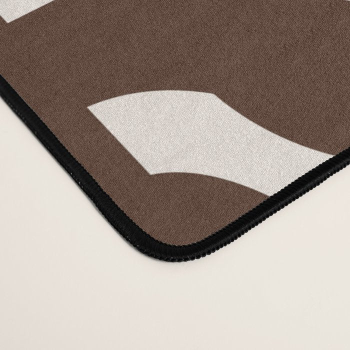 Mid Century Modern Loop Pattern in Dark Chocolate Brown and Cream Desk Mat Gallery Image 4