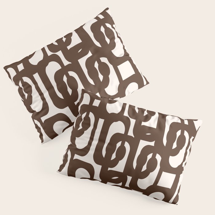 Mid Century Modern Loop Pattern in Dark Chocolate Brown and Cream Pillow Sham Gallery Image 1