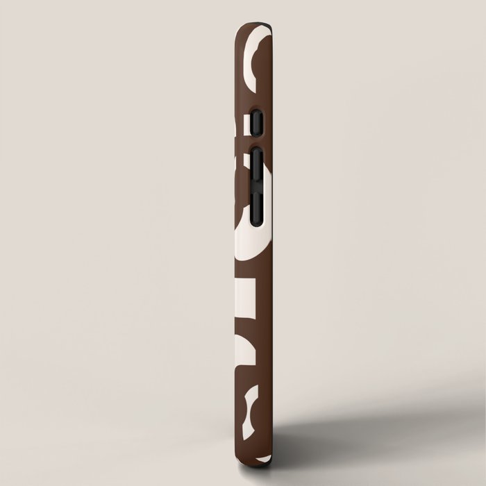 Mid Century Modern Loop Pattern in Dark Chocolate Brown and Cream iPhone Case Gallery Image 2