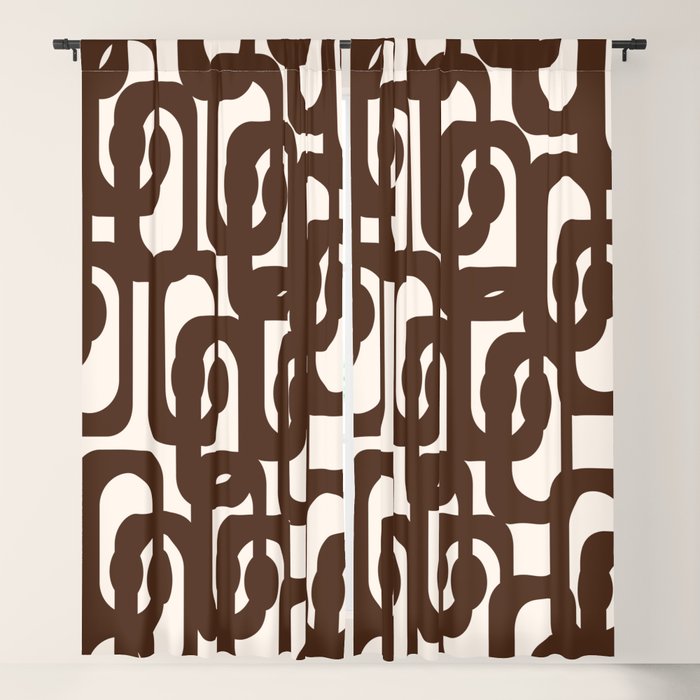 Mid Century Modern Loop Pattern in Dark Chocolate Brown and Cream Window Curtain Gallery Image 5