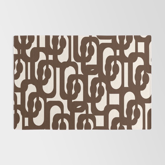 Mid Century Modern Loop Pattern in Dark Chocolate Brown and Cream Rug Gallery Image 2
