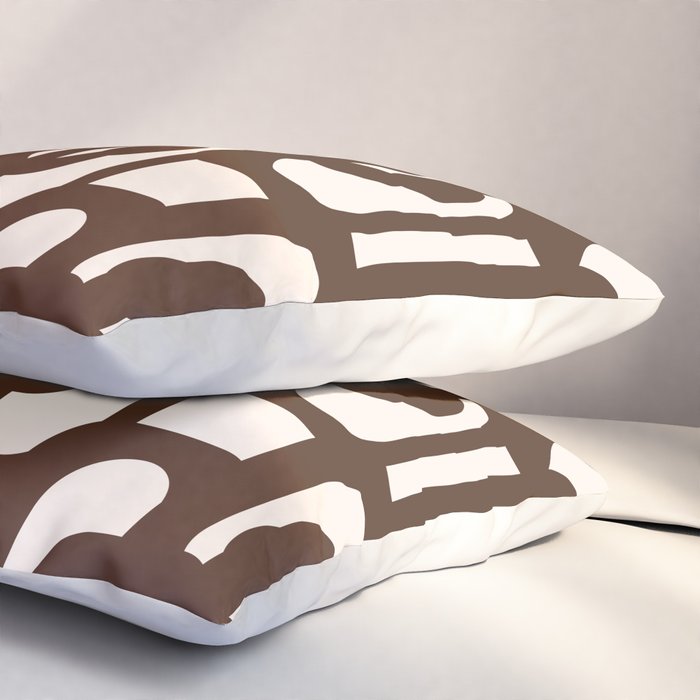 Mid Century Modern Loop Pattern in Dark Chocolate Brown and Cream Pillow Sham Gallery Image 3