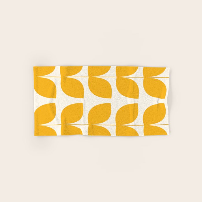 Mid Century Modern Leaves Yellow #society6 #buyart  Bath Towel Gallery Image 1