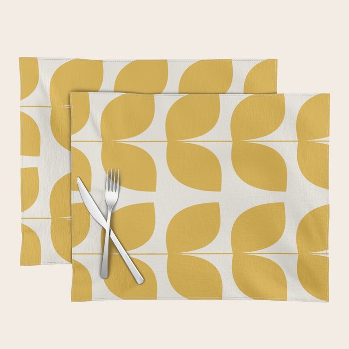 Mid Century Modern Leaves Yellow #society6 #buyart  Placemat Gallery Image 1
