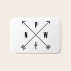 PNW Pacific Northwest Compass - Black on White Minimal Bath Mat Gallery Image 1