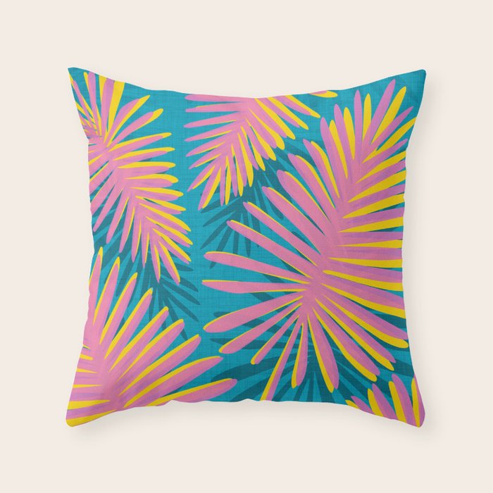 Bright Tropical Palms Throw Pillow Gallery Image 1