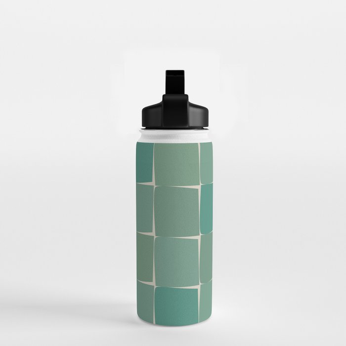 Flux Midcentury Modern Check Grid Pattern in Jade Green Water Bottle Gallery Image 2