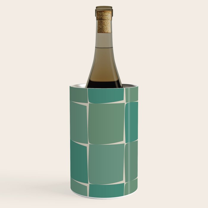 Flux Midcentury Modern Check Grid Pattern in Jade Green Wine Chiller Gallery Image 2