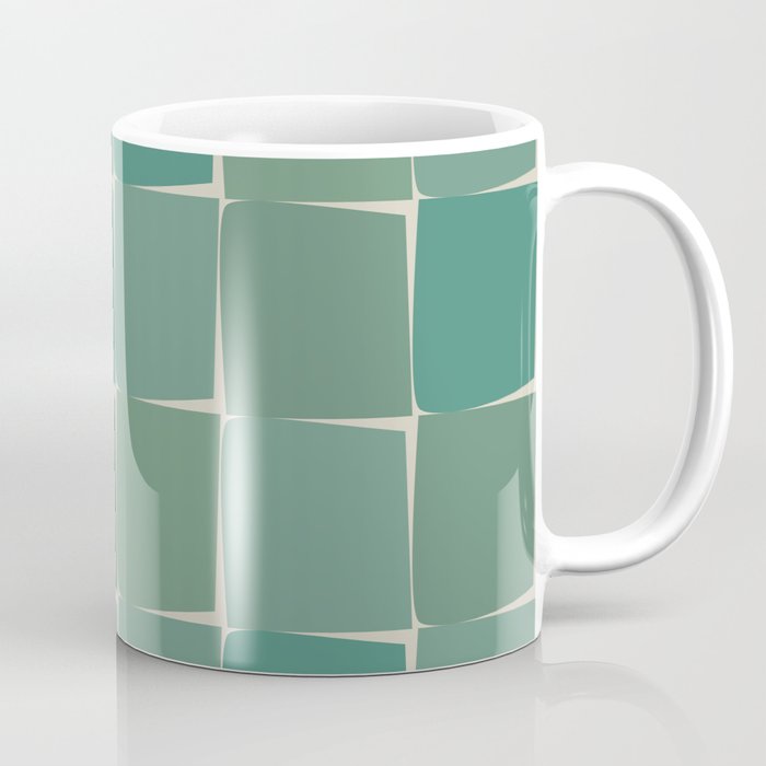 Flux Midcentury Modern Check Grid Pattern in Jade Green Coffee Mug Gallery Image 1