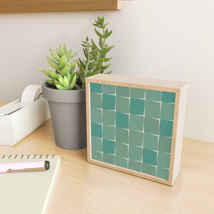 Flux Midcentury Modern Check Grid Pattern in Jade Green Mini Art Print Gallery Image 2