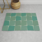 Flux Midcentury Modern Check Grid Pattern in Jade Green Rug Gallery Image 1