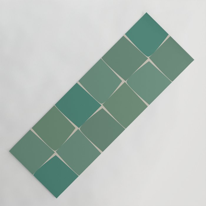 Flux Midcentury Modern Check Grid Pattern in Jade Green Yoga Mat Gallery Image 1