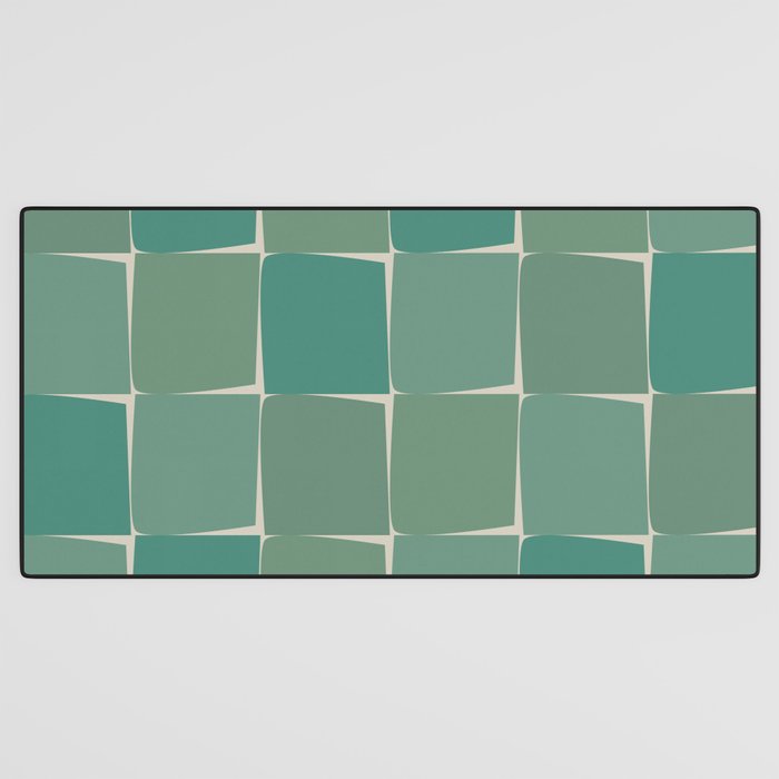 Flux Midcentury Modern Check Grid Pattern in Jade Green Desk Mat Gallery Image 3