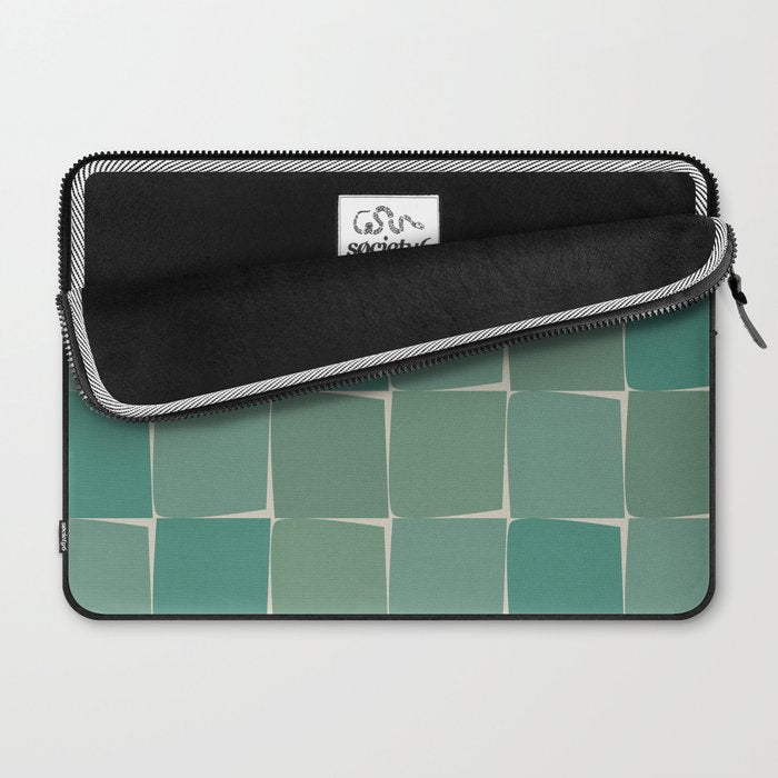 Flux Midcentury Modern Check Grid Pattern in Jade Green Laptop Sleeve Gallery Image 2