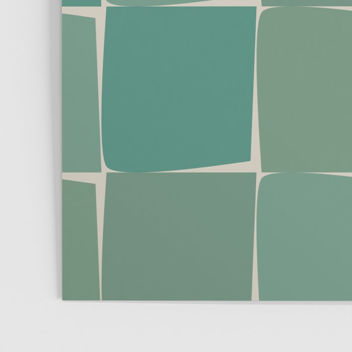 Flux Midcentury Modern Check Grid Pattern in Jade Green Poster Gallery Image 3