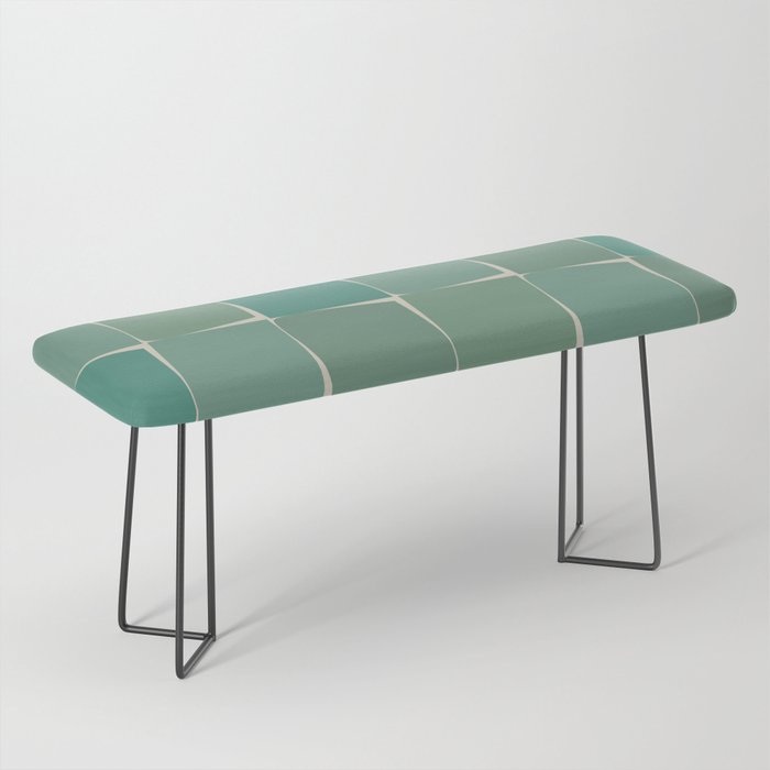 Flux Midcentury Modern Check Grid Pattern in Jade Green Bench Gallery Image 1