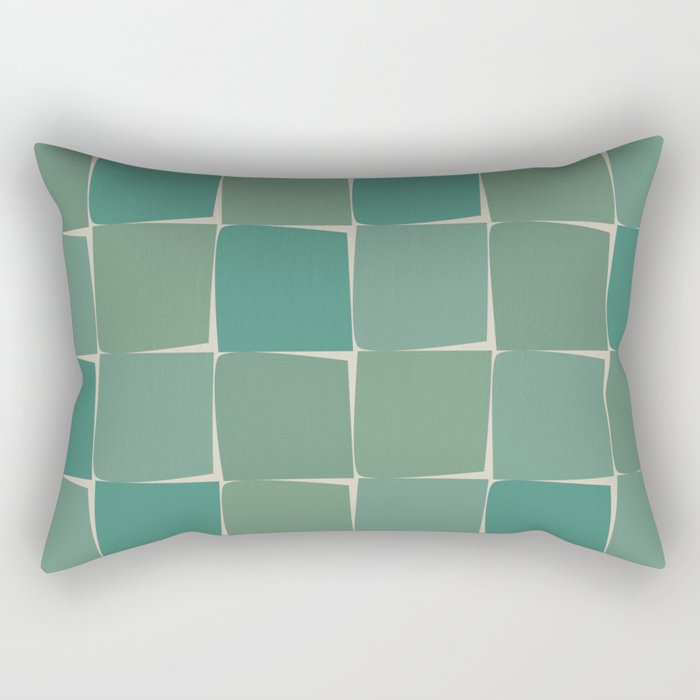 Flux Midcentury Modern Check Grid Pattern in Jade Green Rectangular Pillow Gallery Image 1