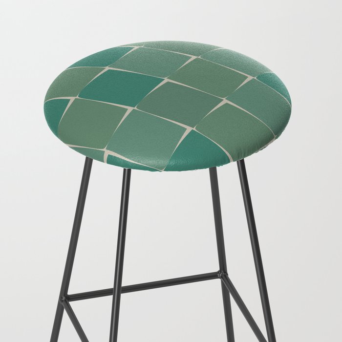 Flux Midcentury Modern Check Grid Pattern in Jade Green Stool Gallery Image 2