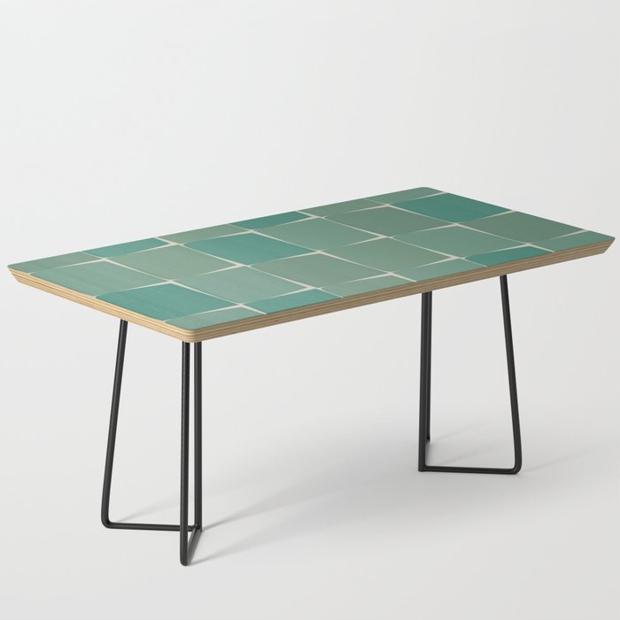 Flux Midcentury Modern Check Grid Pattern in Jade Green Coffee Table Gallery Image 1