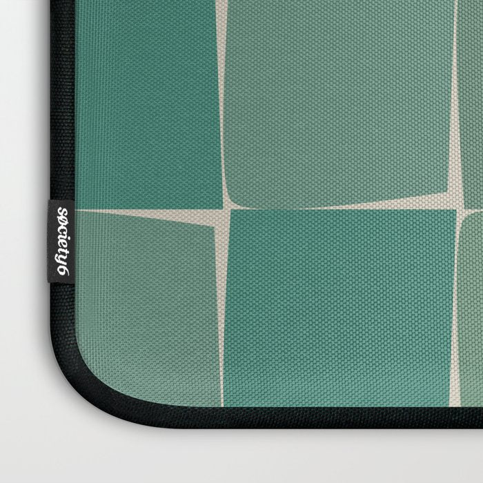 Flux Midcentury Modern Check Grid Pattern in Jade Green Laptop Sleeve Gallery Image 3